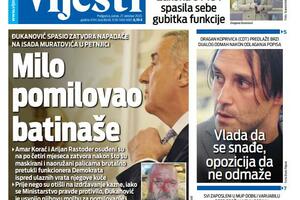 Naslovna strana "Vijesti" za 27. oktobar 2023.