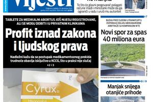 Naslovna strana "Vijesti" za 24. decembar 2023.
