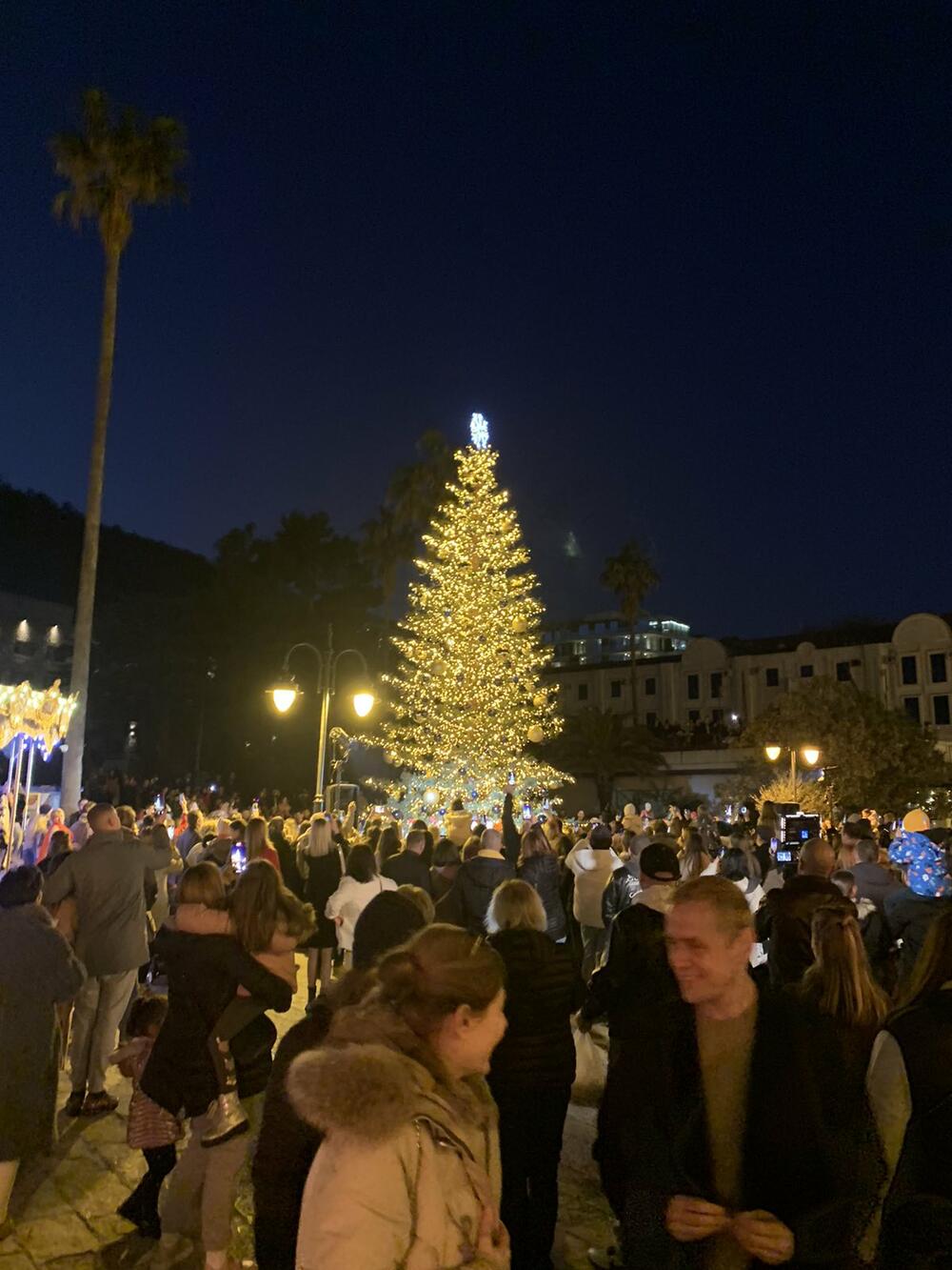 <p>Jelku su gradu i sugrađanima poklonili Turistička organizacija (TO) Budva i Opština Budva</p>