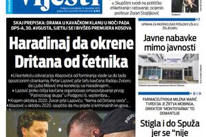 Naslovna strana "Vijesti" za 25. decembar 2023.