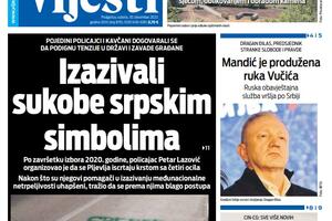 Naslovna strana "Vijesti" za 30. decembar 2023.