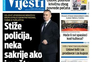 Naslovna strana "Vijesti" za 7. februar 2024.
