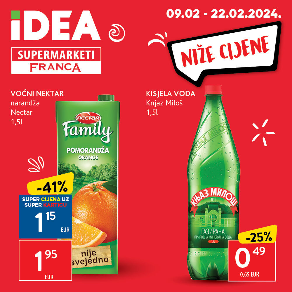 <p>Niže cijene u IDEA i Franca prodavnicama</p>