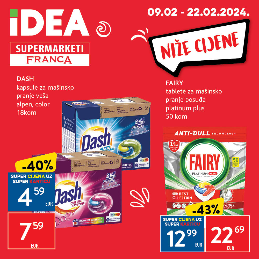 <p>Niže cijene u IDEA i Franca prodavnicama</p>