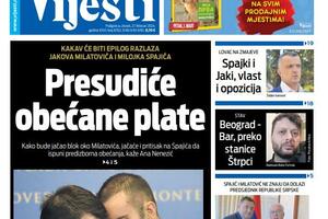 Naslovna strana "Vijesti" za 27. februar 2024.