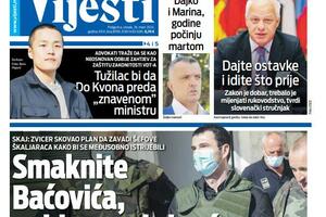 Naslovna strana "Vijesti" za 26. mart 2024.