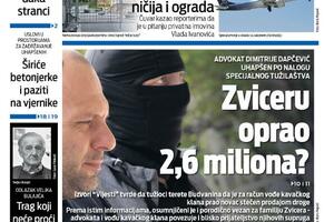 Naslovna strana "Vijesti" za 4. april 2024.