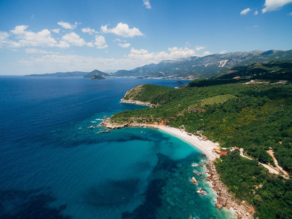 crystal clear water are this beach trademark