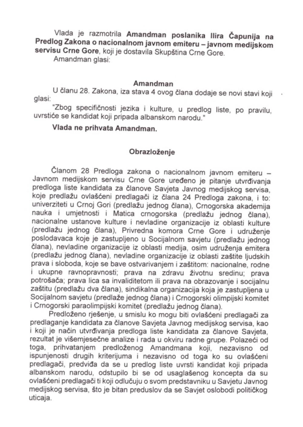 <p>Nisu prihvaćena dva amandmana poslanika Socijaldemokrata, kao ni amandman poslanika Albanske alijanse</p>