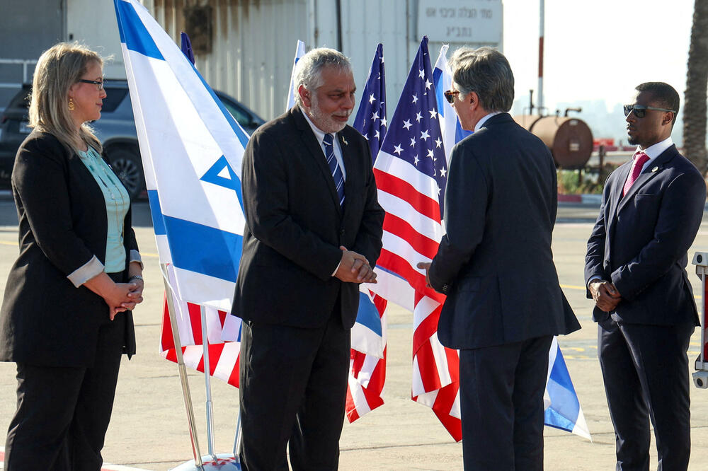 Blinken na aerodromu Ben Gurion blizu Tel Aviva, Foto: Rojters