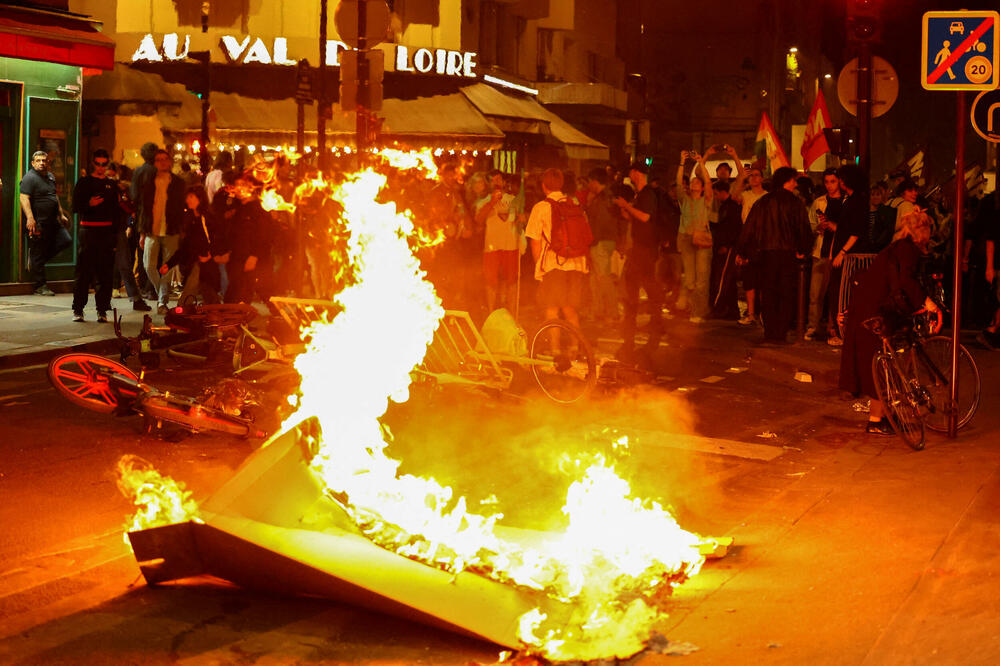 Protesti u Parizu protiv Nacionalnog okupljanja nakon objave rezultata, Foto: Rojters