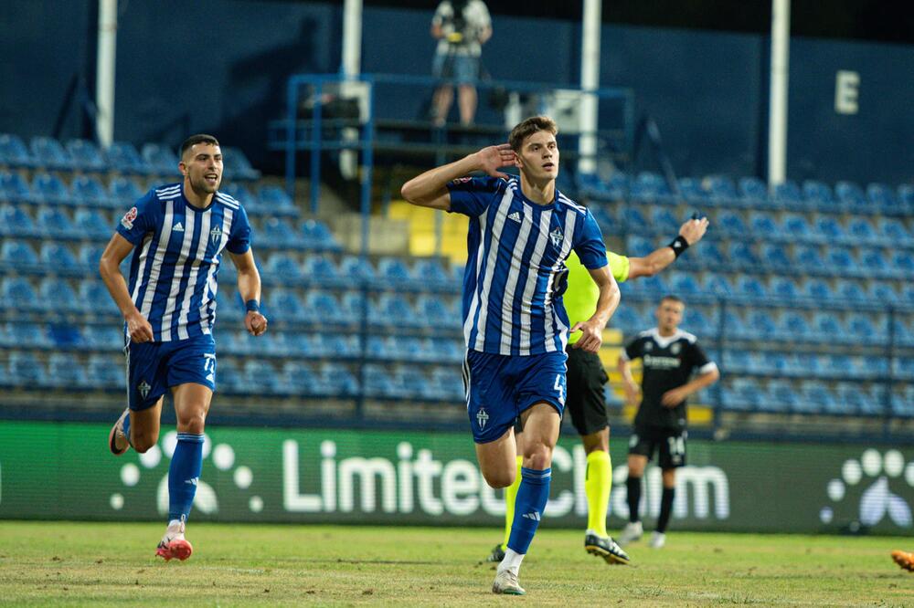 Vladimir Perišić slavi gol kojim je Budućnost stavila tačku na meč sa Mališevom u 1. kolu, Foto: FK Budućnost/Facebook