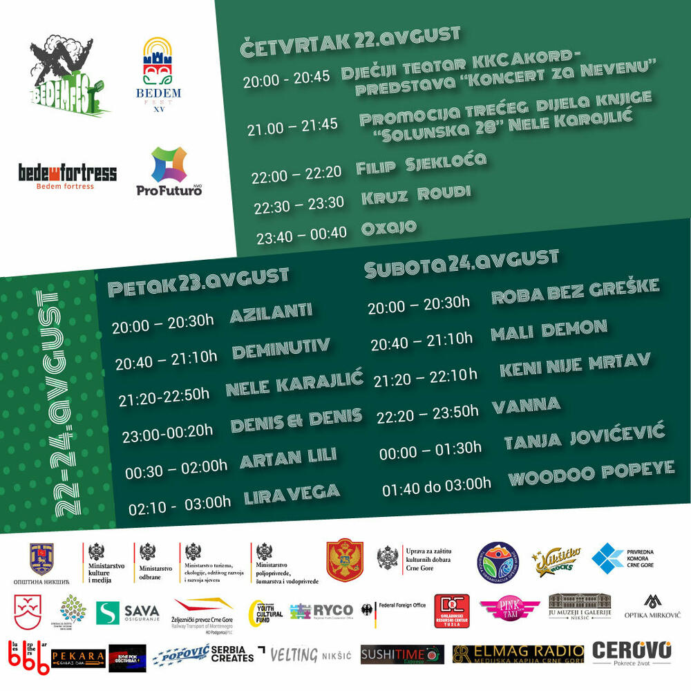 Konačan line up Bedem festa