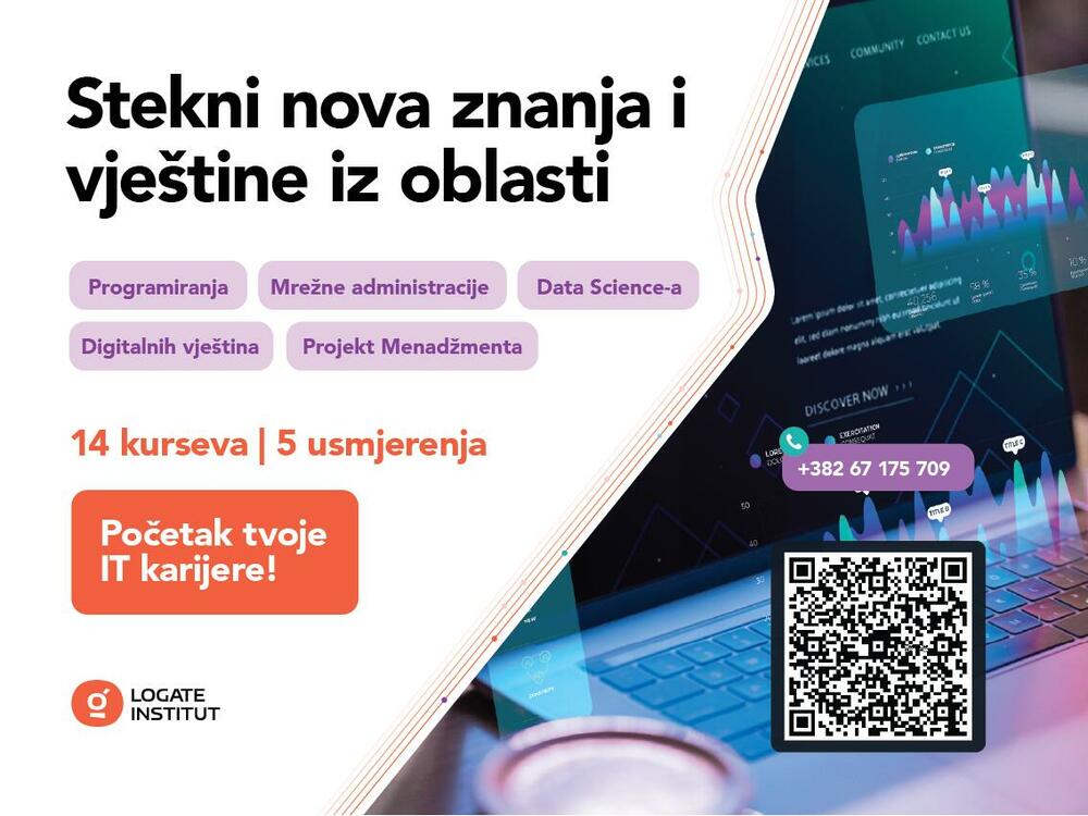 <p>Želite da unaprijedite svoje programerske vještine i ostvarite uspješnu karijeru u IT sektoru? Logate Institut za informacione tehnologije je pravo mjesto za vas! Naši kursevi iz oblasti programiranja i razvoja softvera pružaju vam sve što vam je potrebno da postanete stručnjak u najtraženijim IT oblastima. <strong>Prijavite se danas i ostvarite 10% popusta na sve kurseve.</strong></p>