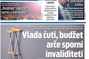 Naslovna strana "Vijesti" za 13. septembar 2024.