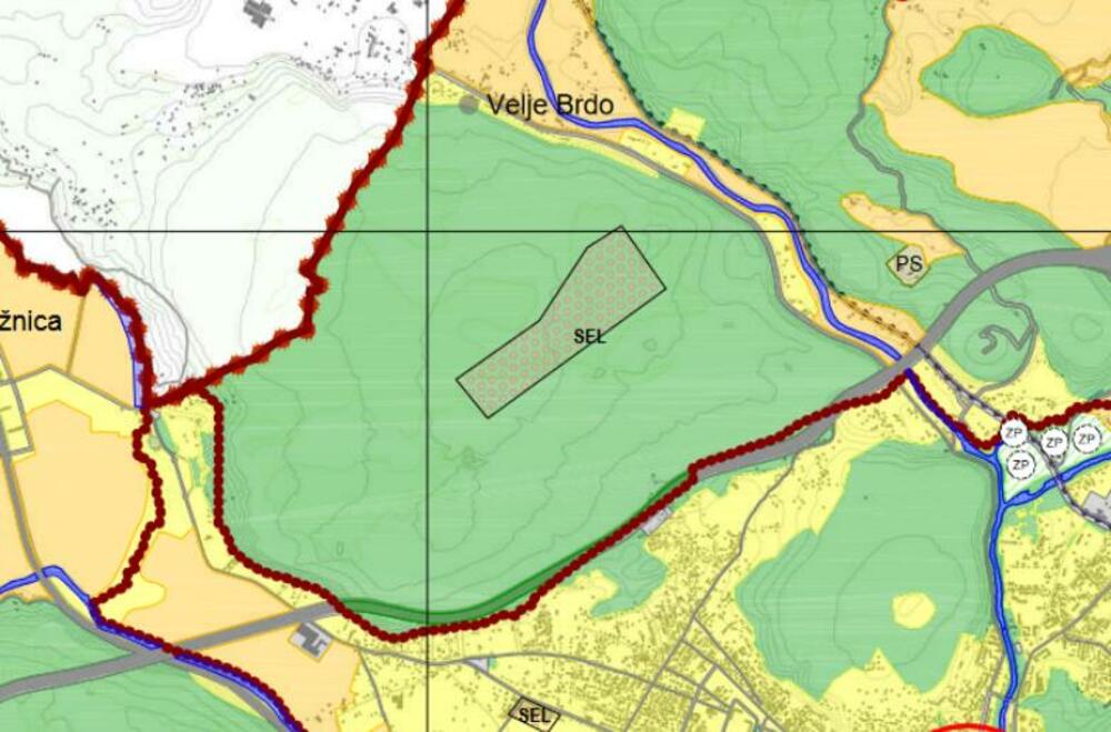 Sadašnji prostorni plan za Velje brdo predviđa zelene površine i veliku solarnu elektranu