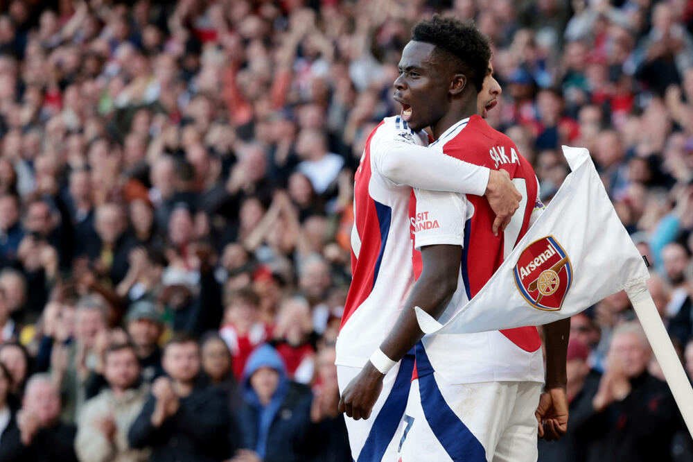 Bukajo Saka je imao gol i dvije asistencije, Foto: Reuters