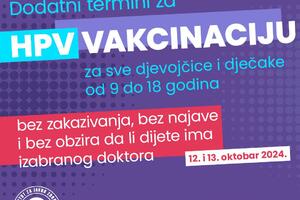 Dodatni termini za vakcinaciju protiv HPV