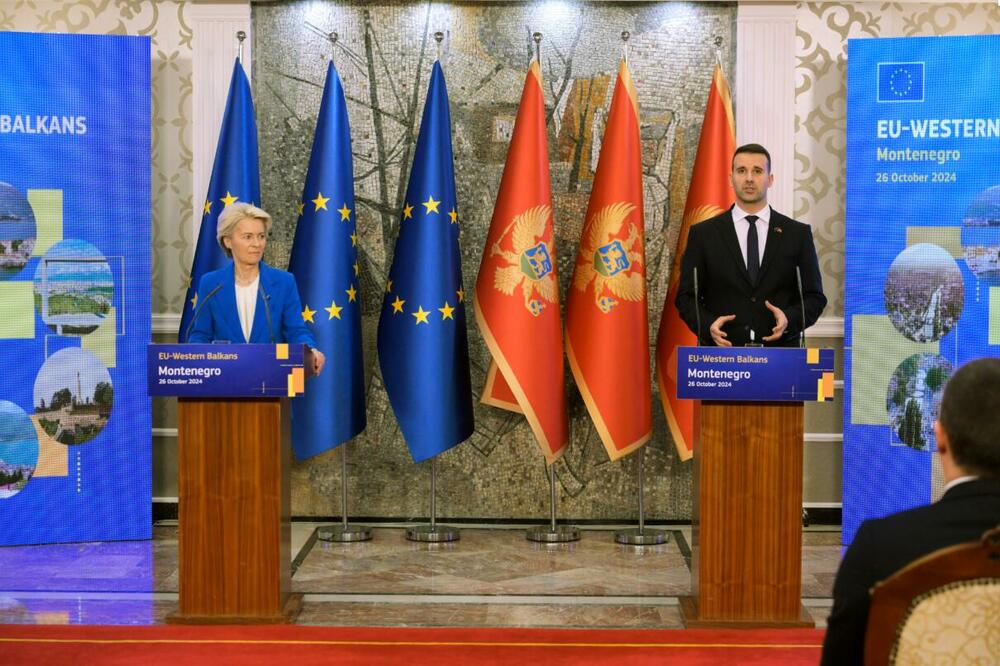 Fon der Lajen i Spajić na konferenciji za medije u Vili "Gorica", Foto: Evropska komisija