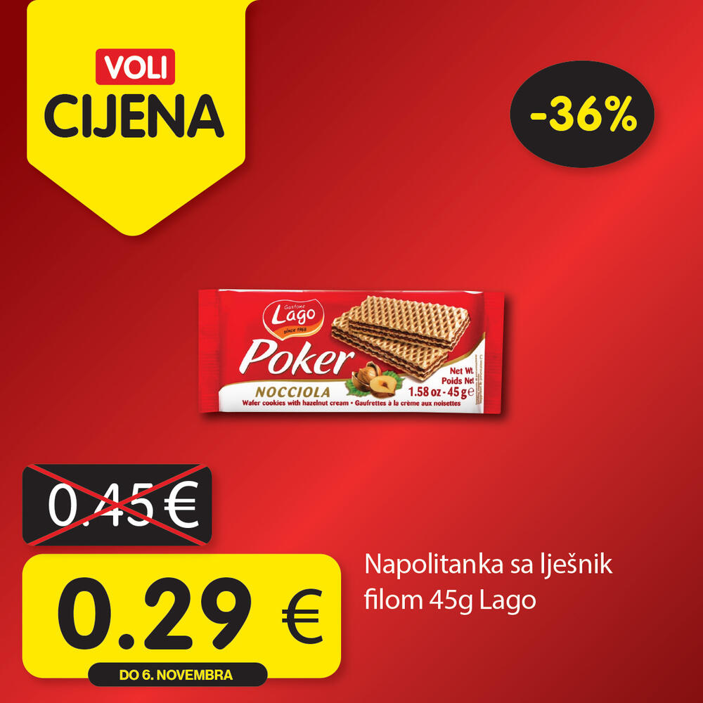 <p>Širok izbor proizvoda po najpovoljnijim cijenama na tržištu u svim Voli i Naš diskont marketima.</p>