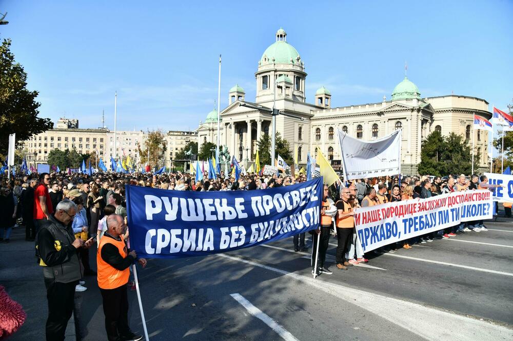 Sa jučerašnjeg protesta u Beogradu, Foto: BETAPHOTO