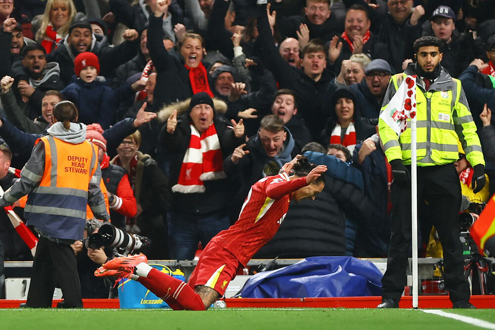 Darvin Nunjes slavi prvi gol Liverpula, Foto: Reuters