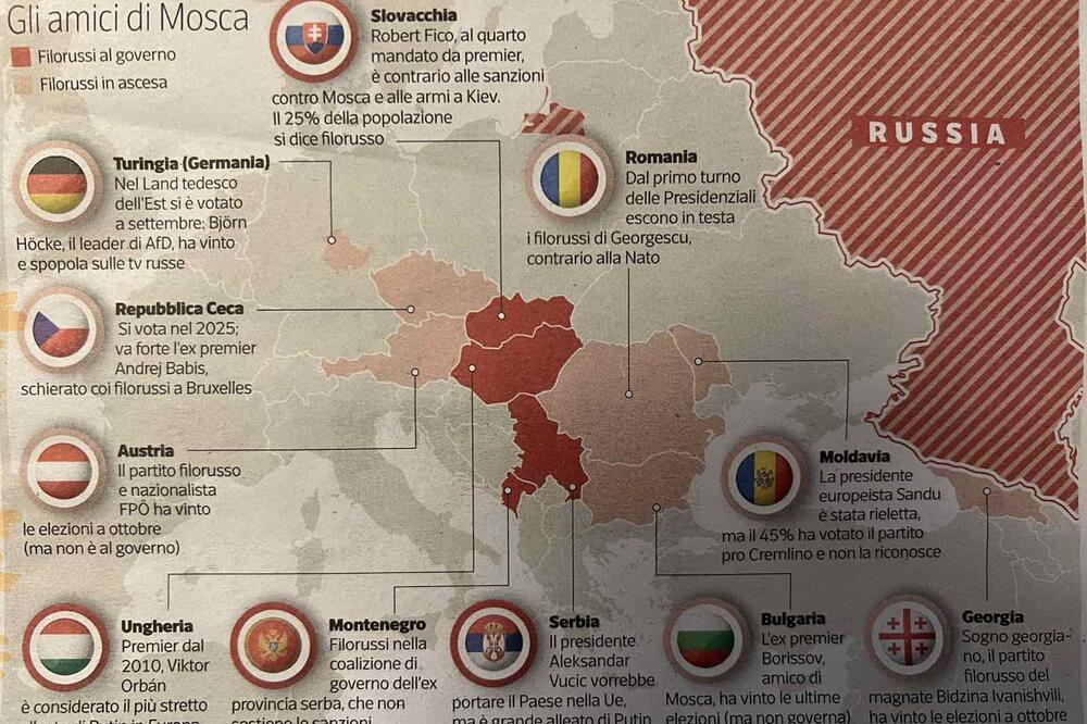 Mapa koju je objavio “Korijere dela sera”, Foto: Ž. Pantelić