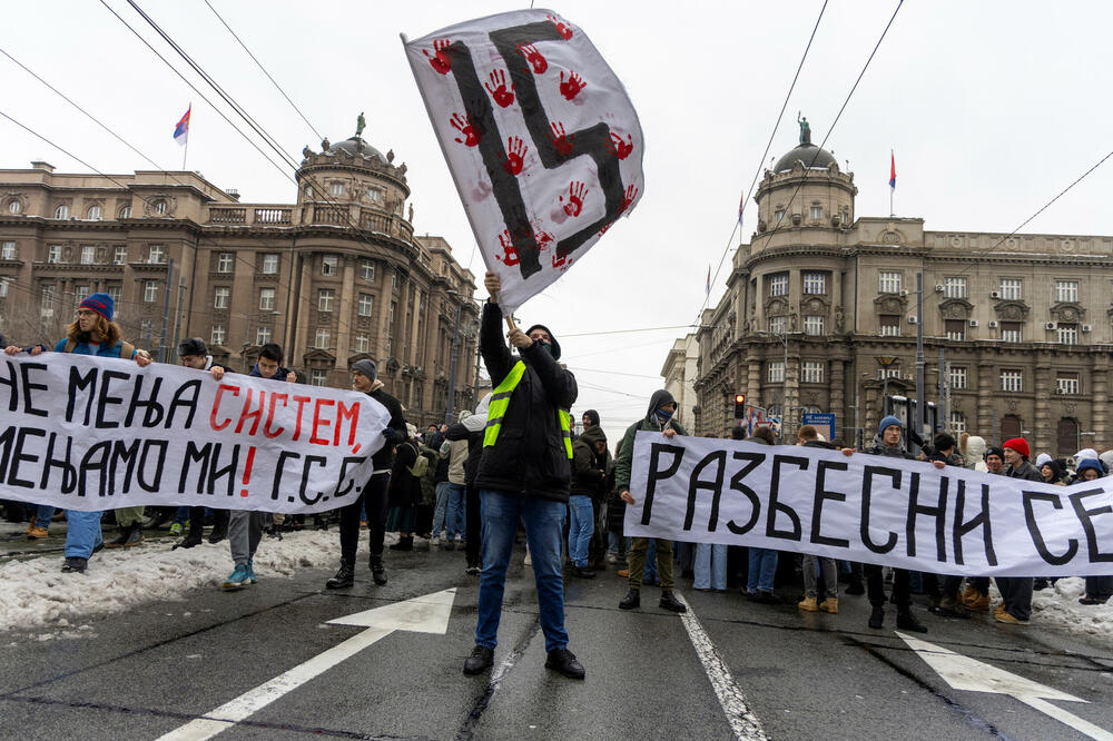 Sa protesta studenata u Beogradu, Foto: Rojters