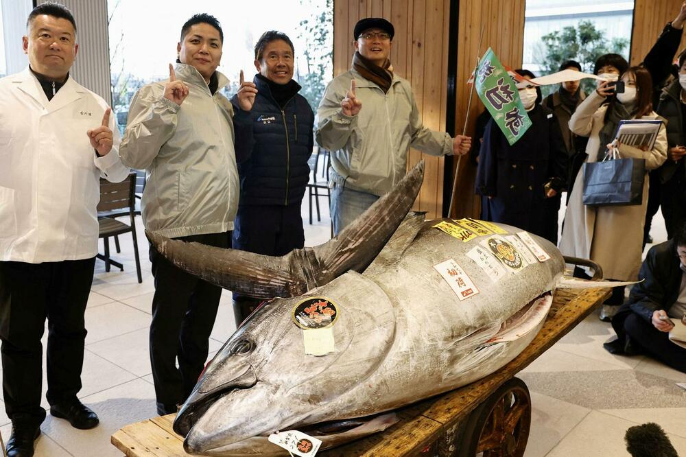 Tuna je ponuđena na aukciji na pijaci Tojosu u Tokiju, Foto: Reuters